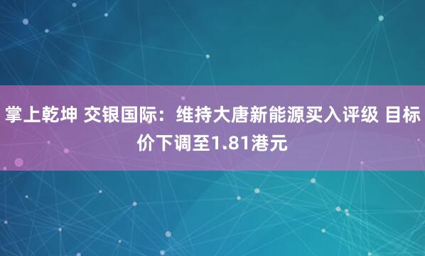 掌上乾坤 交银国际:维持大唐新能源买入评级 目标价下调至1.81港元
